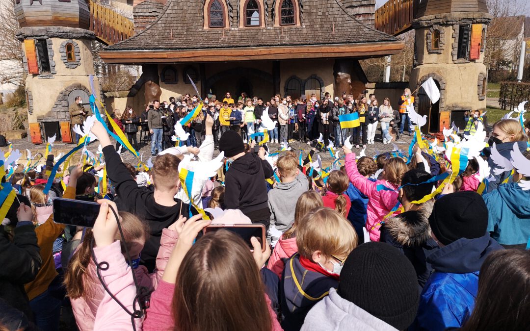 Friedensmarsch GAZ , Grundschule Gudensberg und Odenbergschule am 21.03.2022